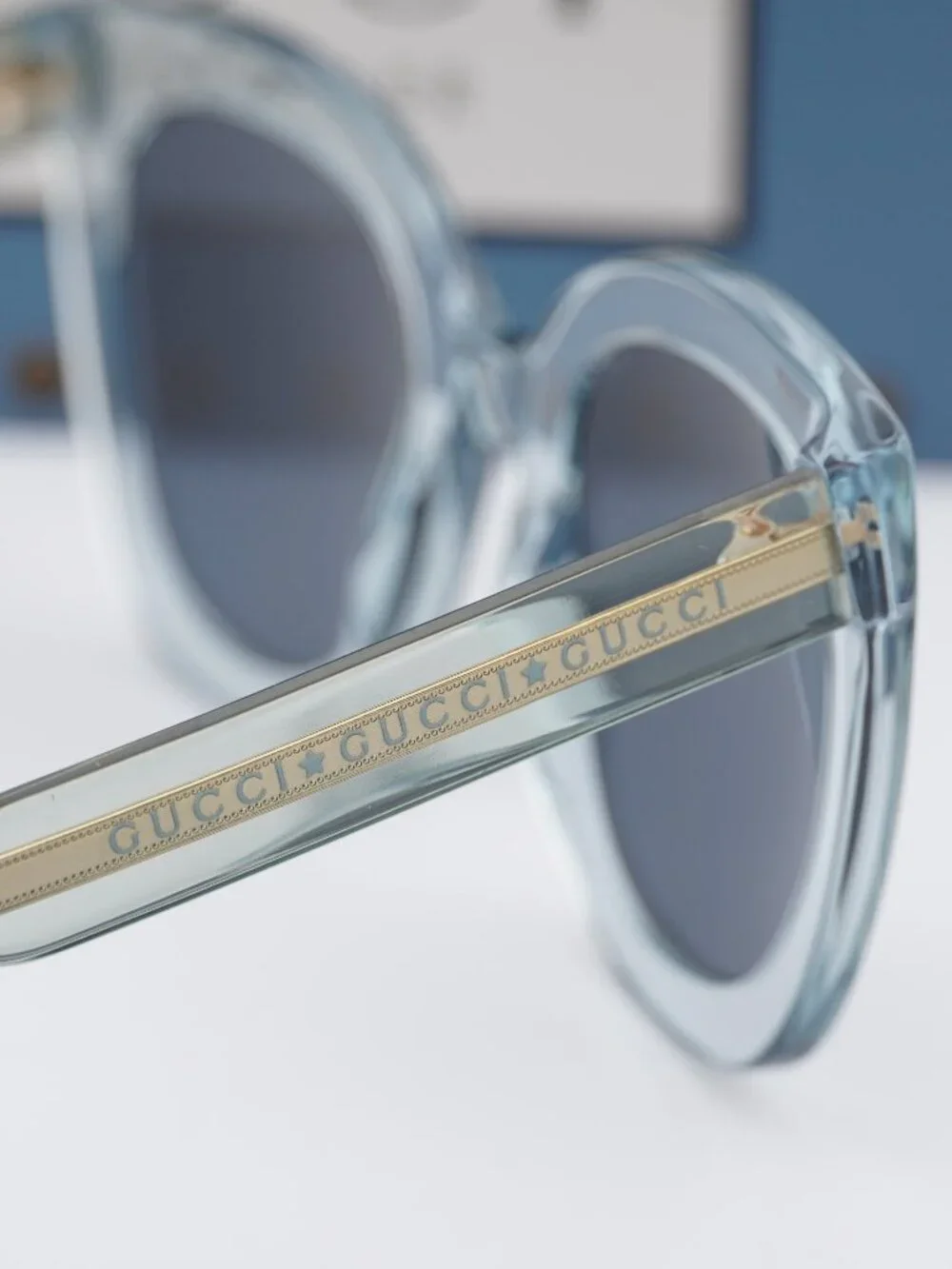 Gucci GG0564S 003 Women Cat Eye Sunglasses - Light Blue / Blue